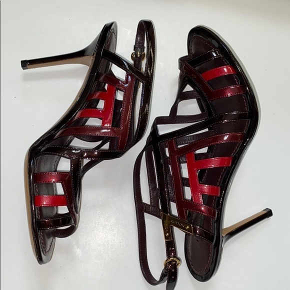 Louis Vuitton Shoes - Louis Vuitton open toe red heels size: 37 1/2